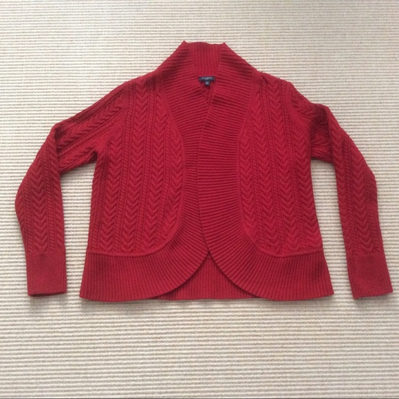 Talbots Red Cable Knit Cardigan Sweater - MP - Picture 1 of 12
